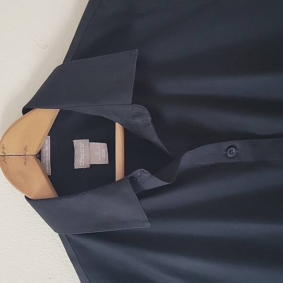 Chicos Black No Iron All Seasons Classic Shirt Button Down Size Small/4 - Picture 2 of 6